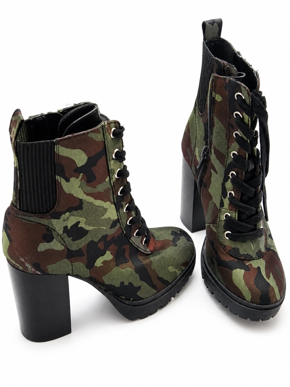 Steve Madden Camouflage Lace-Up Block Heel Ankle Boots